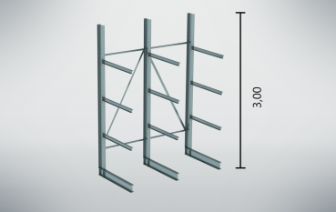 Kragarmregal neu 1-seitig Höhe: 2,60m, 3 Kragarme, 600 kg, 1,00m Länge 3,10m - 10,60m  VERSAND DEUTSCHLANDWEIT KOSTENLOS !